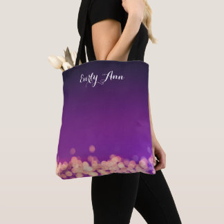 Bolso De Tela Tipografía abstracta personalizada Luces moradas
