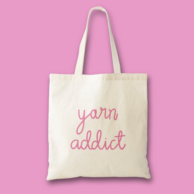 Bolso De Tela Tipografía adicta al hilo (Pink Yarn addict tote bag)