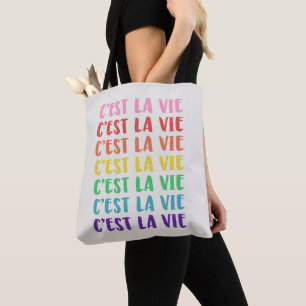 Bolso De Tela Tipografía Arcoíris de Dicho Francés C'est La Vie