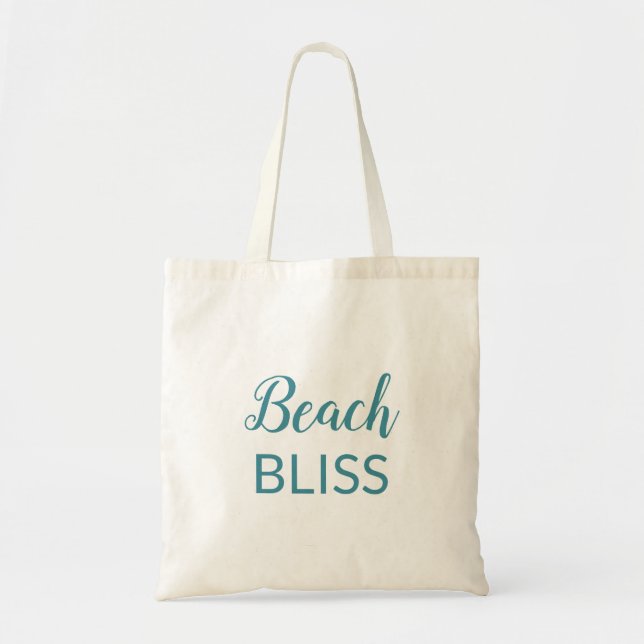 Bolso De Tela Tipografía Beach Bliss Aqua (Frente)