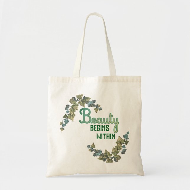 Bolso De Tela Tipografía Botánica de Belleza (Frente)