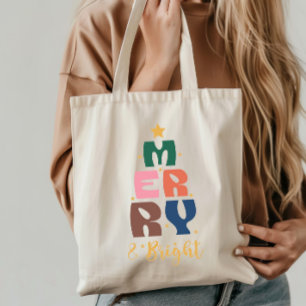 Bolso De Tela Tipografía colorida brillante y mora