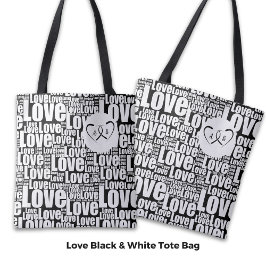 Bolso De Tela Tipografía de amor blanco moderno y corazones entr