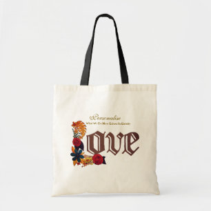 Bolso De Tela Tipografía de amor de oro Cita eterna Floral de vi