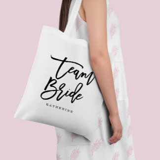 Bolso De Tela Típografía de broche con letras elegantes "Novia d