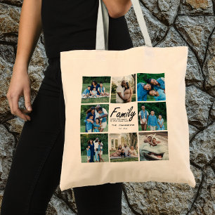 Bolso De Tela Tipografía de citas familiares Collage de fotograf