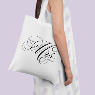 Bolso De Tela Tipografía de guión elegante "futura señora"