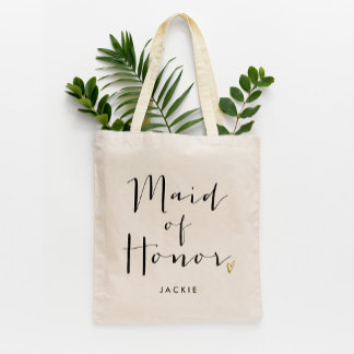 Bolso De Tela Tipografía de guión moderno "doncella de honor"