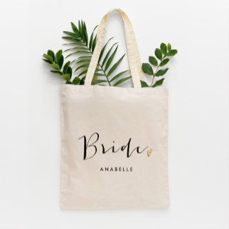 Bolso De Tela Tipografía de guión moderno "Novia"