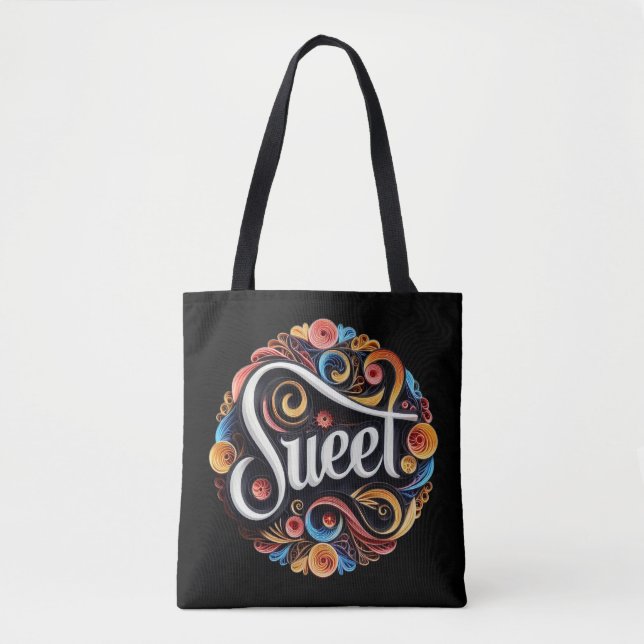 Bolso De Tela Tipografía de guiones dulces (Anverso)