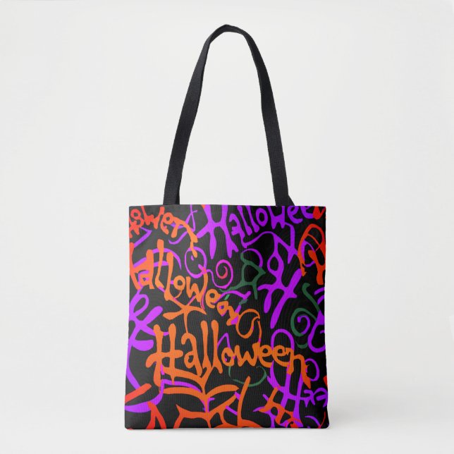 Bolso De Tela Tipografía de Halloween (Anverso)