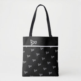 Bolso De Tela tipografía de Halloween boo en negro y blanco