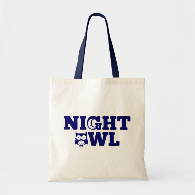 Bolso De Tela Tipografía de lechuza nocturna - Persona nocturna (Frente)