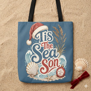 Bolso De Tela Tipografía de Navidad Costera Es la Temporada Mari
