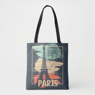 Bolso De Tela Tipografía de París: poster abstracto de Eiffel.