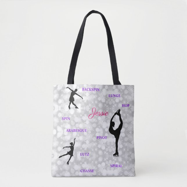 Bolso De Tela Tipografía de patinaje artístico Tote Bag (Anverso)