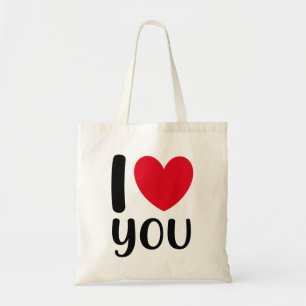 Bolso De Tela Tipografía de Te Amo Corazón Rojo Negro San Valent