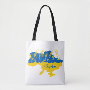 Bolso De Tela Tipografía de Ucrania y oído de trigo en la bander