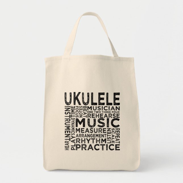 Bolso De Tela Tipografía de Ukulele (Frente)
