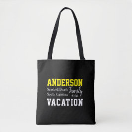 Bolso De Tela Tipografía de Vacaciones Familiares Verano Amarill