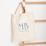 Bolso De Tela Tipografía decorativa monograma azul turbio<br><div class="desc">Una bolsa de té moderna y elegante diseñada con un monograma decorativo de tipografía y un tipo de letra serif clásico.</div>