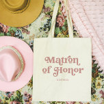 Bolso De Tela Tipografía del Boho Retro Rosa Dusty | Matrón de h<br><div class="desc">Este moderno y sencillo bolso de tetas incluye las palabras "Matrón de honor" en una retro y polvorienta tipografía rosa rosa,  junto con un espacio para su nombre,  y es el regalo perfecto para los miembros de su fiesta nupcial.</div>