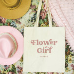 Bolso De Tela Tipografía del Boho Retro Rosa Dusty | Niña Flor<br><div class="desc">Esta sencilla y moderna bolsa de tetas incluye las palabras "Chica flor" en una retro y polvorienta tipografía rosa rosa,  junto con un espacio para su nombre,  y es el regalo perfecto para los miembros de tu fiesta nupcial.</div>