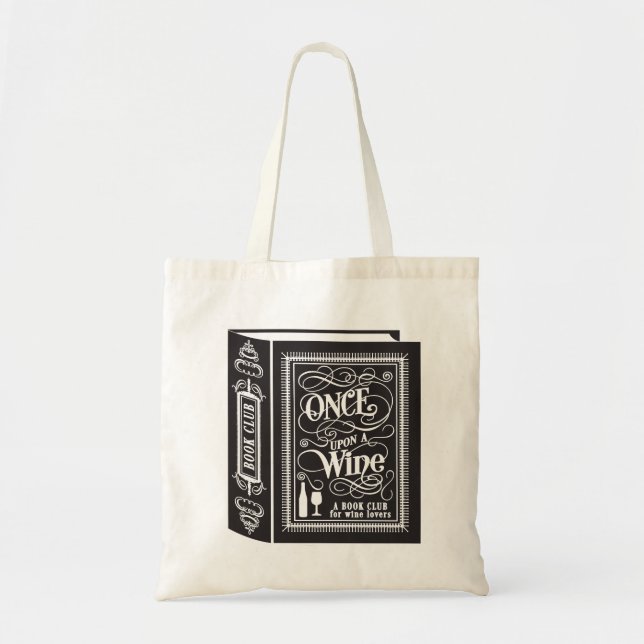 Bolso De Tela Tipografía del club de libros divertidos de vino (Frente)