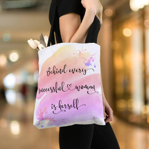Bolso De Tela Tipografía exitosa de la Moda acuarela rosa de la 