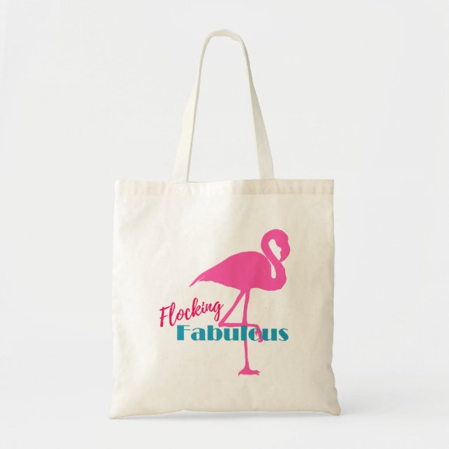 Bolso De Tela Tipografía fabulosa de bloqueo con flamengo rosa (Frente)