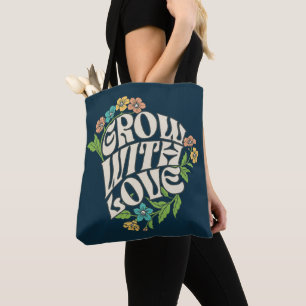 Bolso De Tela Tipografía floral Crecer con amor