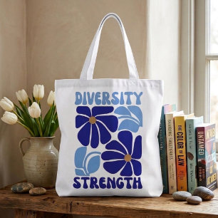 Bolso De Tela Tipografía floral retro de fuerza de la diversidad