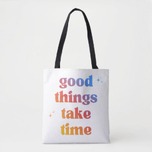 Bolso De Tela Tipografía Gradiente 'Las Cosas Buenas Toman Tiemp