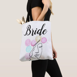 Bolso De Tela Tipografía gris rosa de novia Elegante Tote de bod