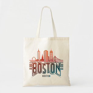 Bolso De Tela Tipografía Horizonte de la ciudad de Boston
