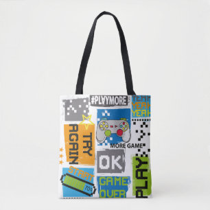 Bolso De Tela Tipografía Impresión de píxeles de juego. Ilustrac