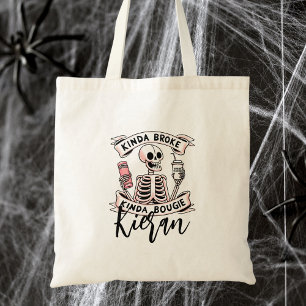 Bolso De Tela Tipografía moderna de esqueleto de Halloween lindo
