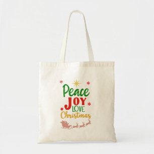 Bolso De Tela Tipografía moderna de Navidad de Paz, Alegría y Am