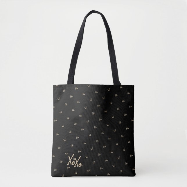 Bolso De Tela Tipografía moderna de oro negro (Anverso)