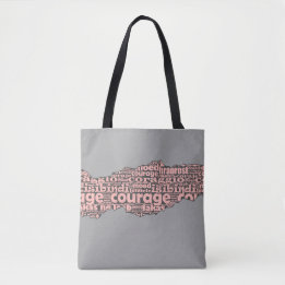 Bolso De Tela Tipografía moderna de valor gris y rosa roto