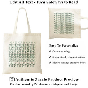 Bolso De Tela Tipografía Moderna Mensaje Secreto Personalizado G