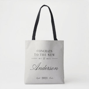 Bolso De Tela Tipografía moderna y elegante Sr. y Sra. boda