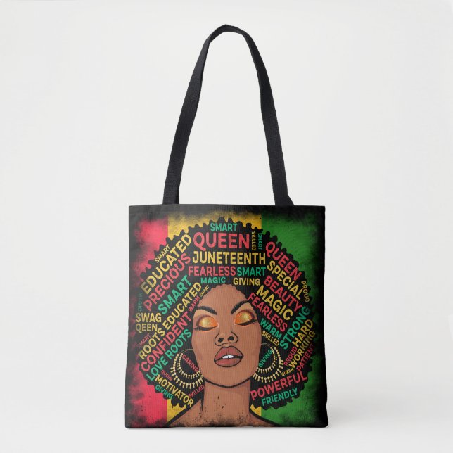 Bolso De Tela Tipografía motivacional de la mujer negra moderna (Anverso)