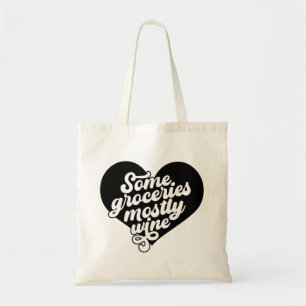 Bolso De Tela Tipografía negra Minimalista retro Amante del vino
