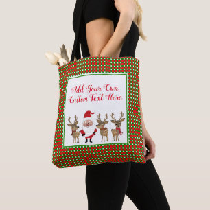 Bolso De Tela Tipografía personalizada de cuadros de Navidad de 