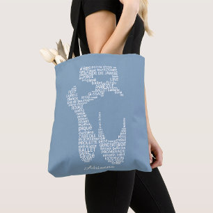 Bolso De Tela Tipografía personalizada de zapatillas de ballet