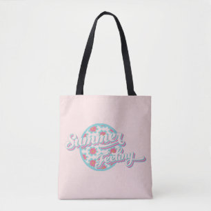 Bolso De Tela Tipografía retro rosa y azul veraniego