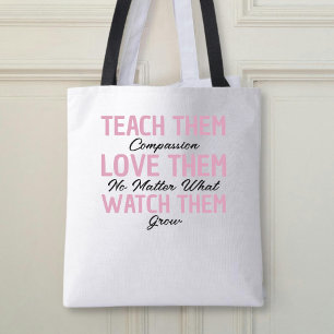 Bolso De Tela Tipografía Rosa y Blanca Profesora Inspiradora