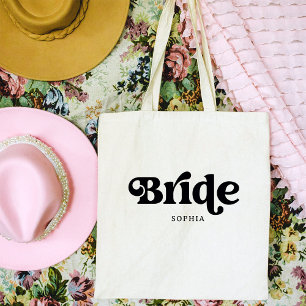 Bolso De Tela Tipografía simple retro boho Novia