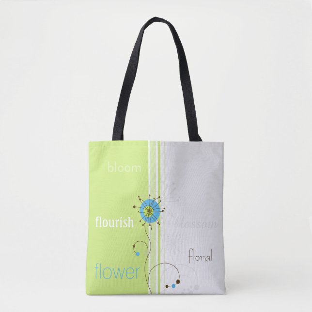 Bolso De Tela Tipografía verde de flor simple moderna (Anverso)